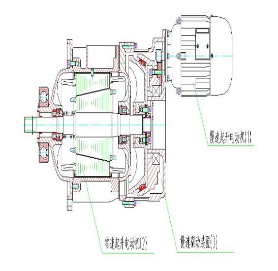 MD1型電動葫蘆主副電機(jī)組合結(jié)構(gòu)圖